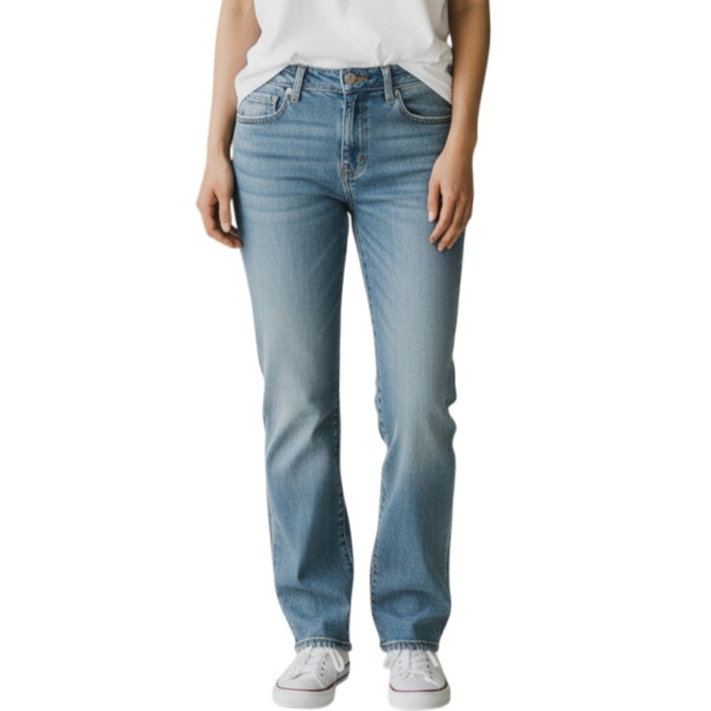 Members Mark Womens 30" Inseam High Rise Straight Leg Jeans Light Blue Size 12